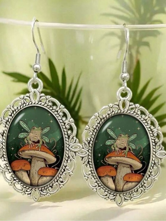 Jewelry - Cottagecore Mushroom & Fairy Toad Earrings Victorian Design lightweight NWT